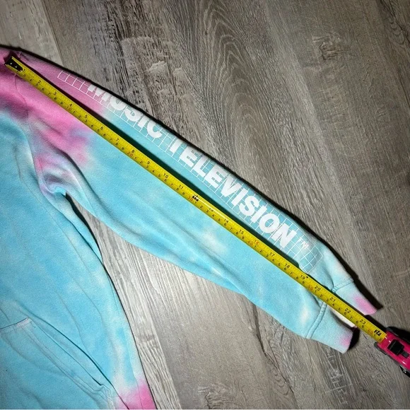 MTV Pastel Pink and Blue Tie Dye Hoodie with Logo Small - Picture 7 of 11
